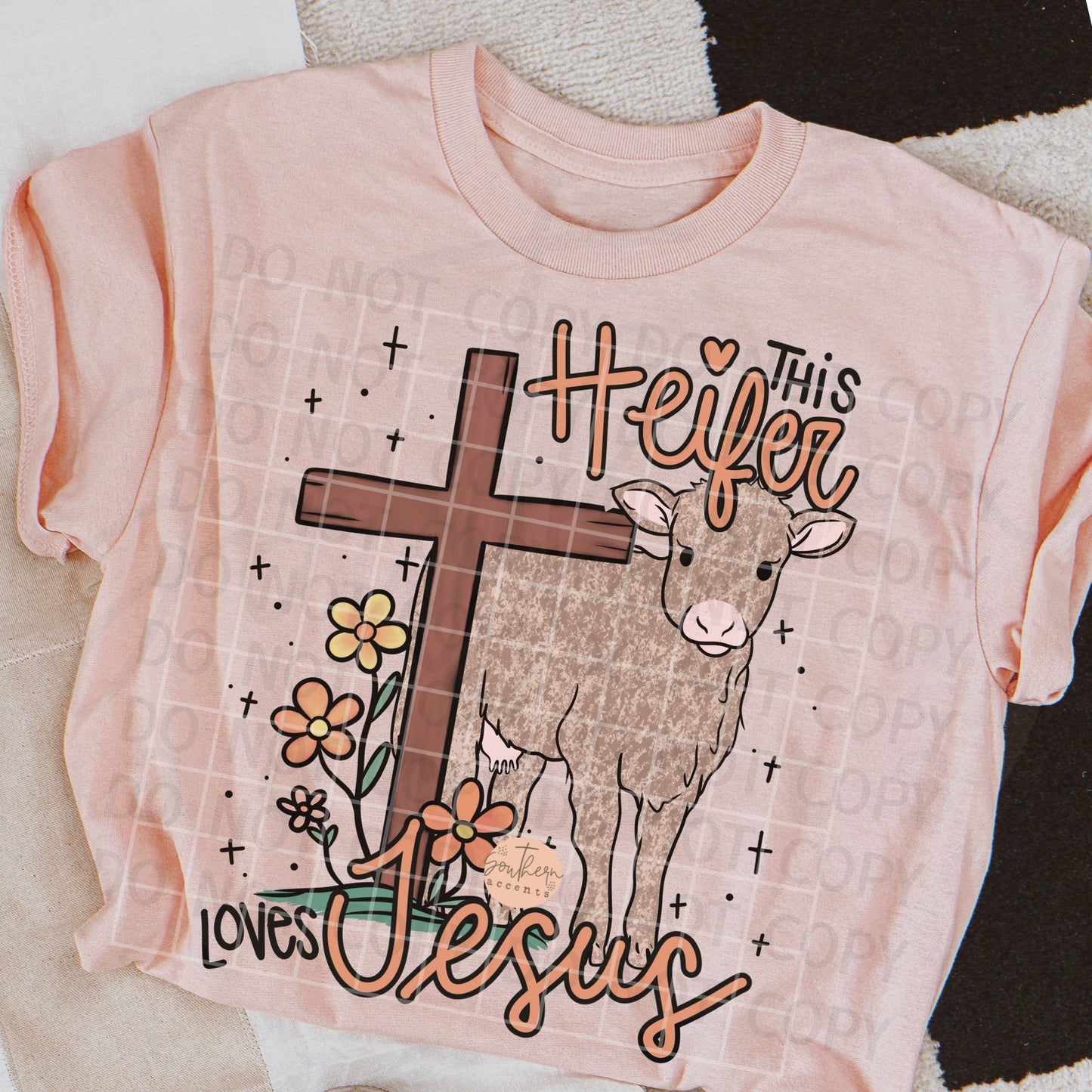 This Heifer Loves Jesus PNG Digital Download