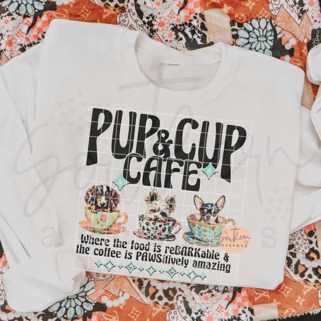 Pup & Cup Cafe PNG Digital Download