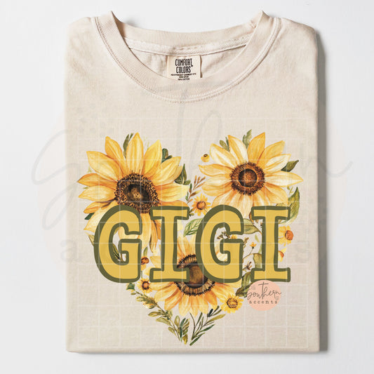 Gigi Sunflower Heart PNG Digital Download