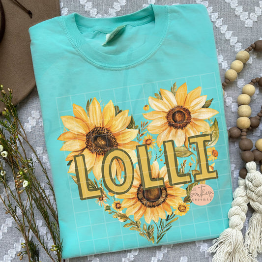 Lolli Sunflower Heart PNG Digital Download