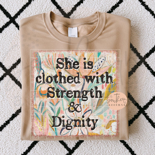 She is Clothed with Strength & Dignity PNG Digital Download