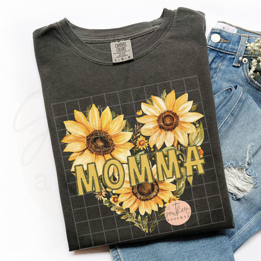 Momma Sunflower Heart PNG Digital Download