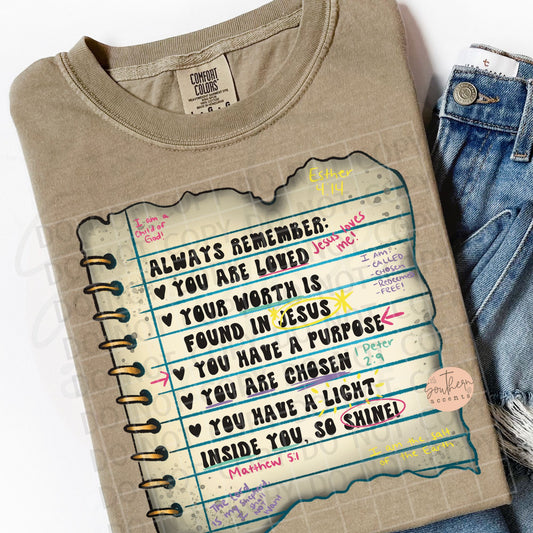 Always Remember Notes PNG Digital Download