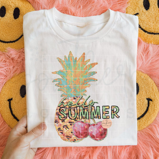 Hello Summer Pineapple PNG Digital Download