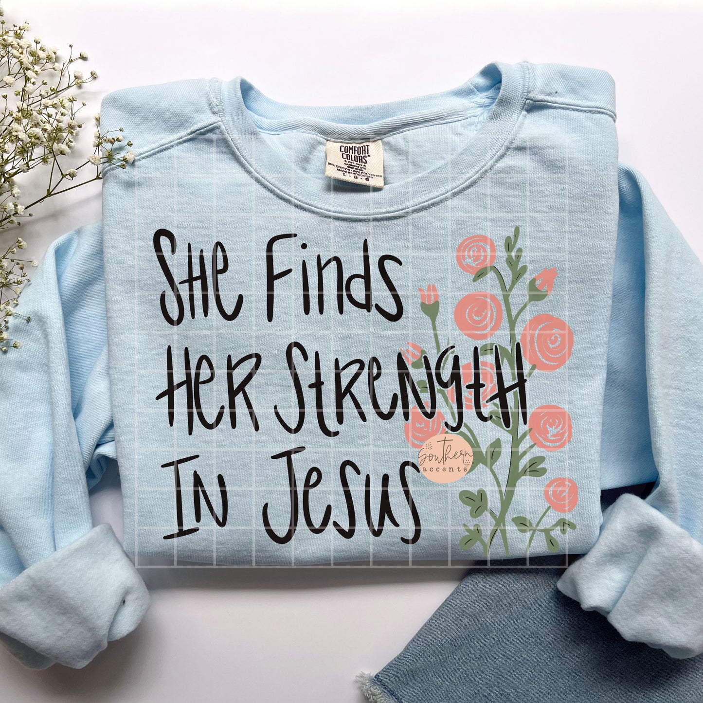 She Finds Her Strength in Jesus PNG Digital Download