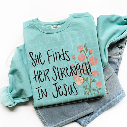 She Finds Her Strength in Jesus PNG Digital Download