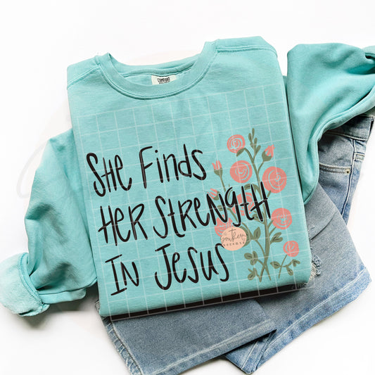 She Finds Her Strength in Jesus PNG Digital Download
