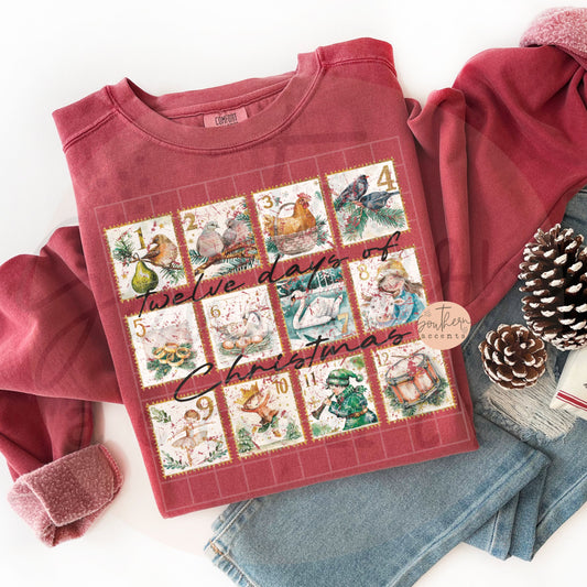 Twelve Days of Christmas PNG Digital Download