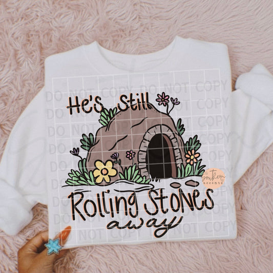 He's Still Rolling Stones Away PNG Digital Download