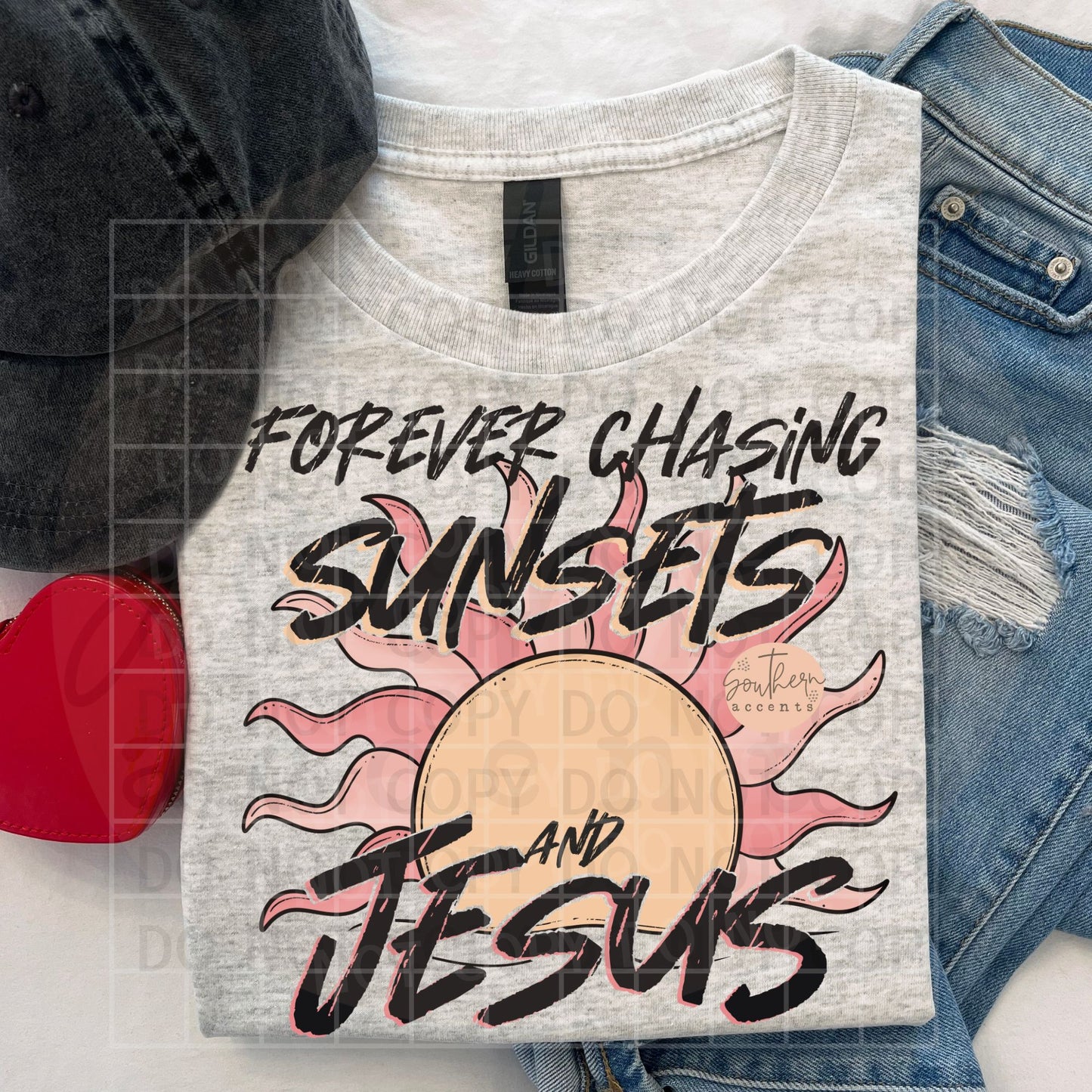 Forever Chasing Sunsets and Jesus PNG Digital Download