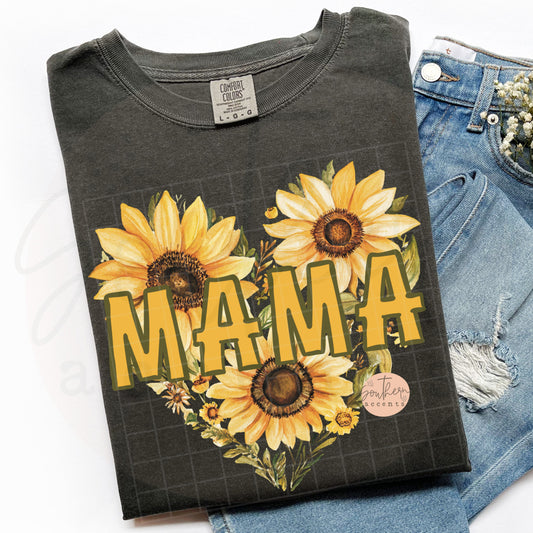 Mama Sunflower Heart PNG Digital Download