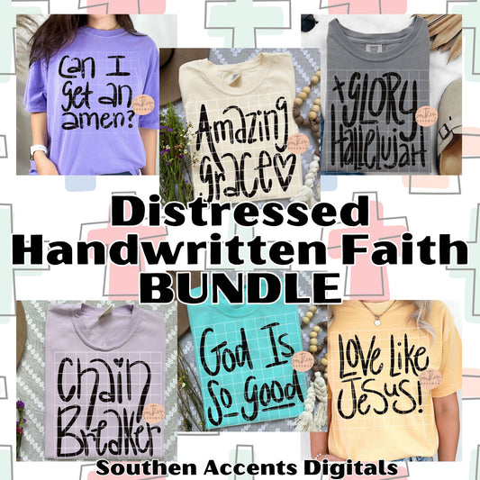 Distressed Handwritten Faith BUNDLE PNG Digital Download