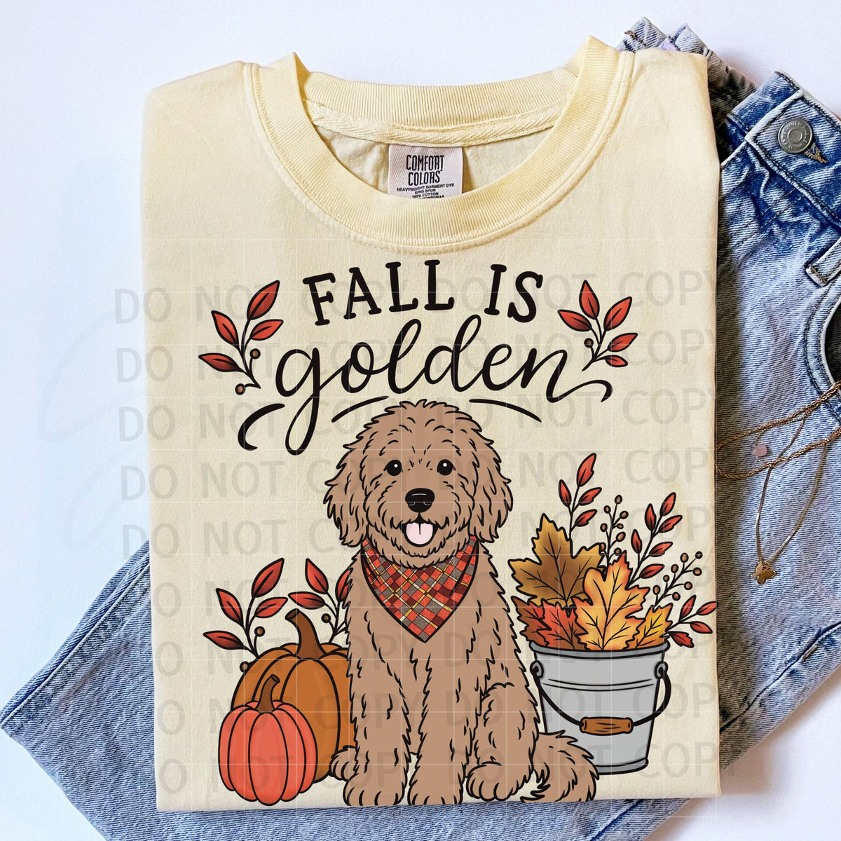 Fall is Golden Brown Doodle PNG Digital Download