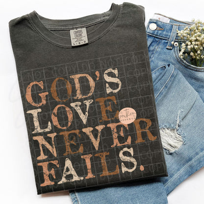 God's Love Never Fails *INCLUDES ALL 3 COLORS* PNG Digital Download