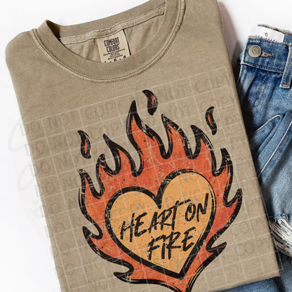 Heart on Fire PNG Digital Download