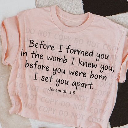 Jeremiah 1:5 Set Apart PNG Digital Download
