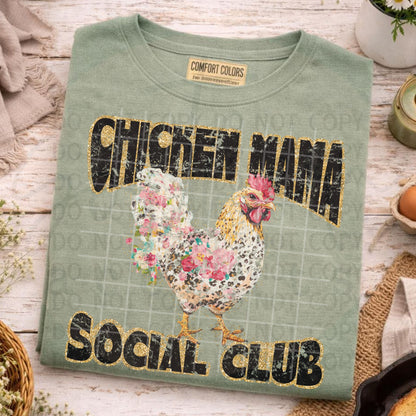 Chicken Mama Social Club *clean & distressed* PNG Digital Download