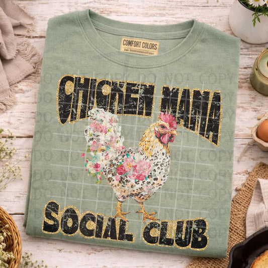 Chicken Mama Social Club *clean & distressed* PNG Digital Download