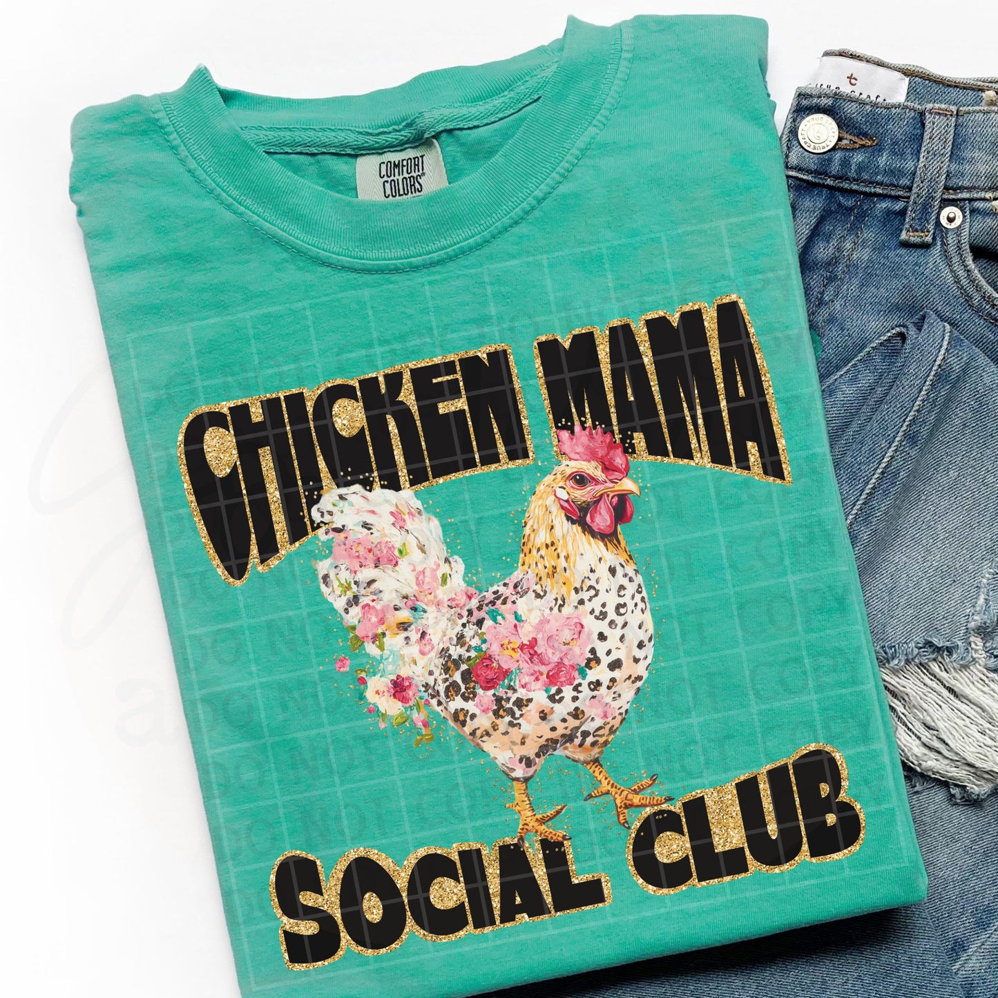 Chicken Mama Social Club *clean & distressed* PNG Digital Download